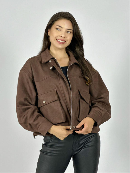 Chaqueta Gamuza Forrada Bolsillos Cargo