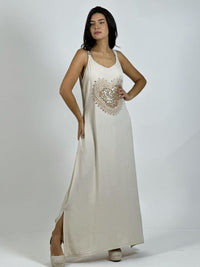 Vestido Lino Corazón Doble Tejido y Brillos