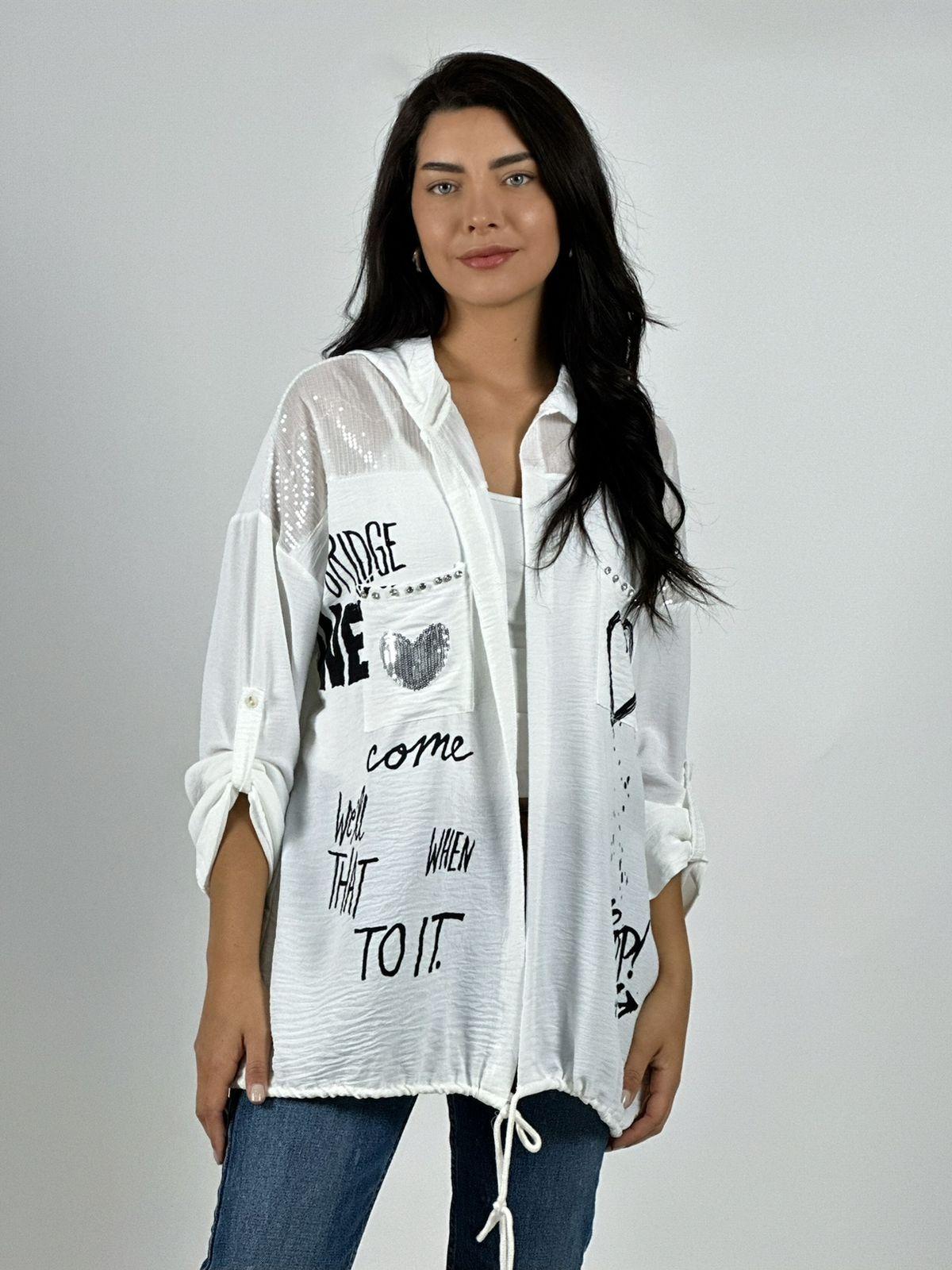 Blusa Crepé  Estampado Letras con Gorro