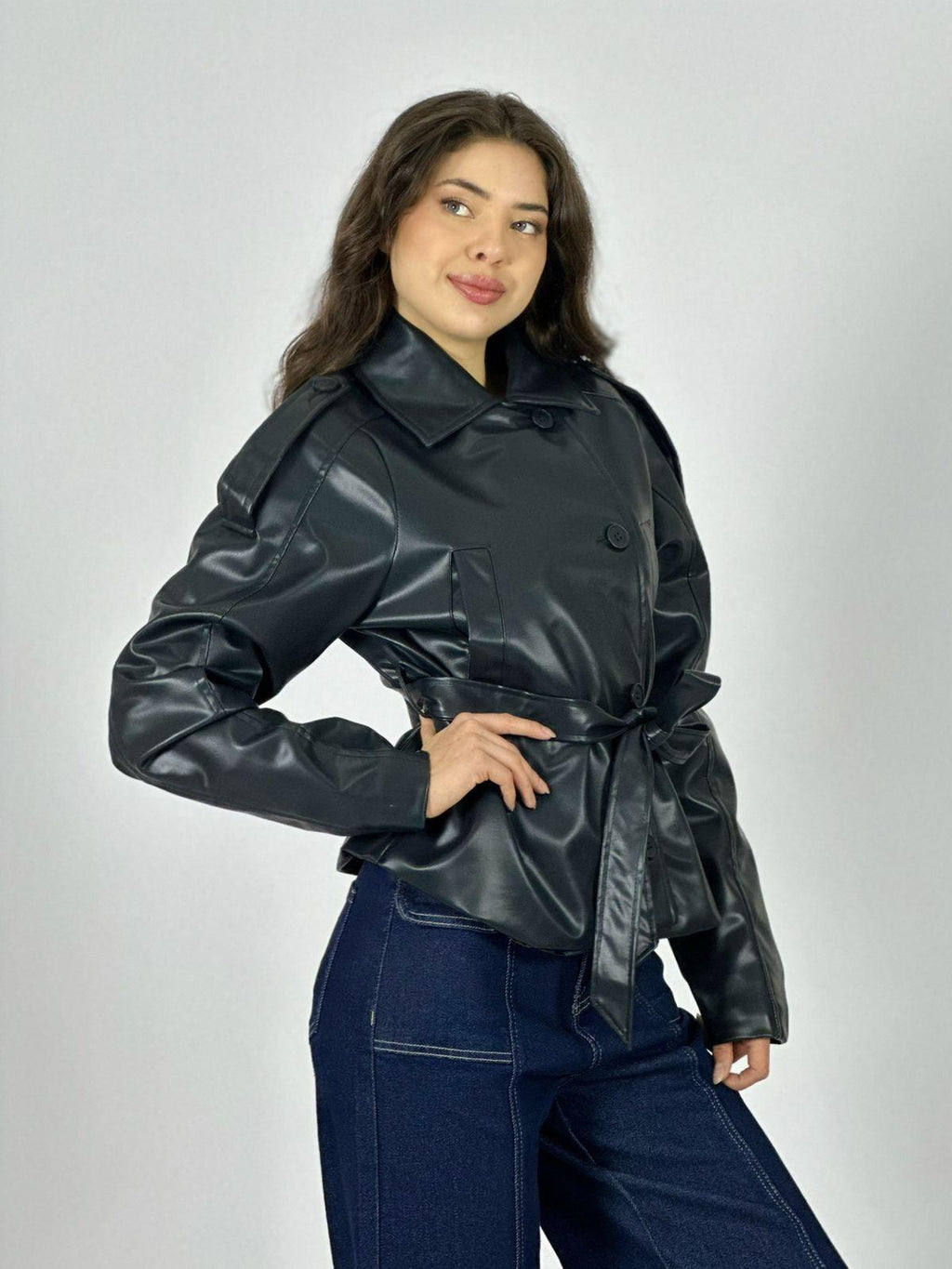Chaqueta Ecocuero con Cinturón