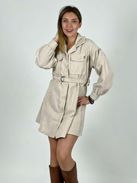 Vestido Cotele Abotonado con Cinturón