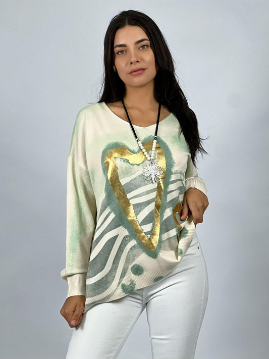 Sweater Spandex Corazones Dorados