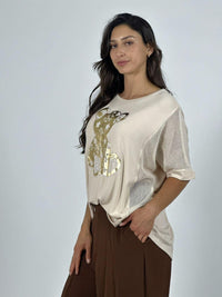 Polera Algodón Osito Dorado Mangas Tejidas