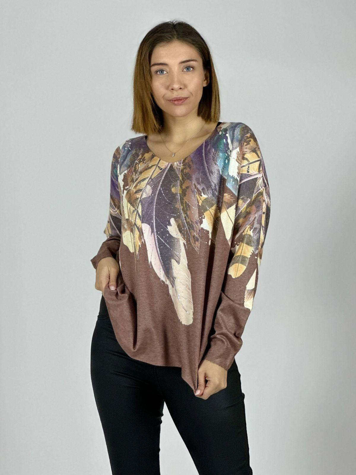 Sweater Hilo Estampado Diseño Plumas