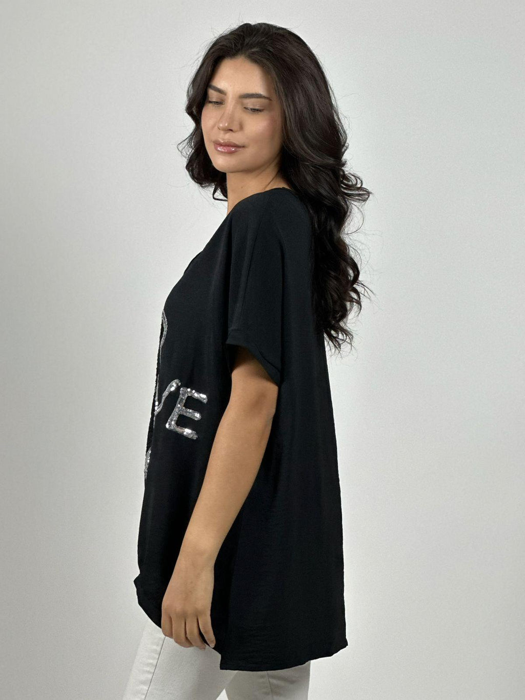 Polera Crepé Oso Brederi con Brillos