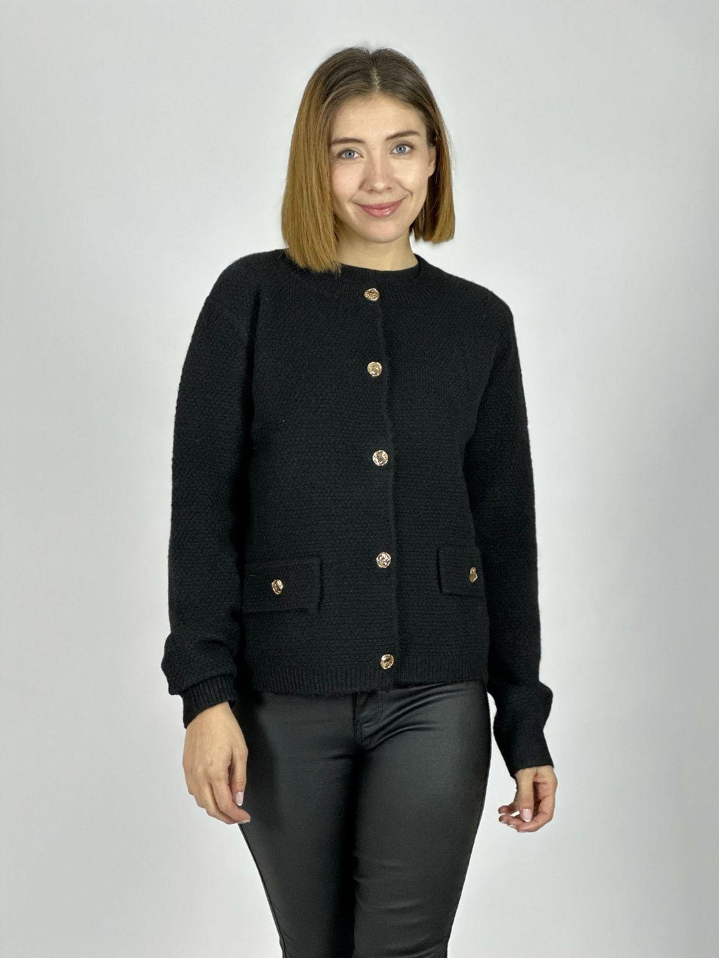 Sweater Tipo Blazer Paño Botones Dorados