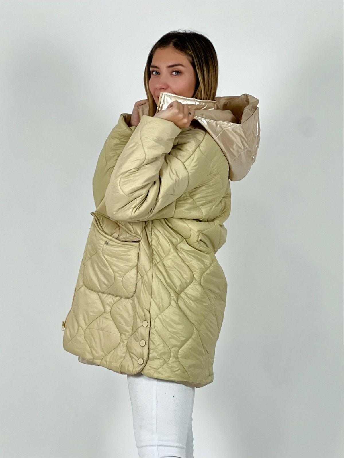 Parka con Capucha Cuello Metalizado
