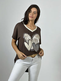 Polera Algodón Corazón Triple