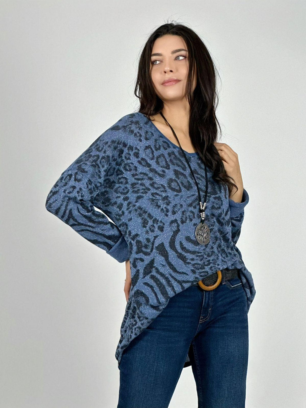 Polera Italiana Print Detalle Tejido En Espalda