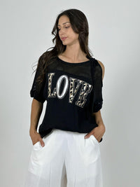 Polera Lino Hombros Tejidos LOVE Print