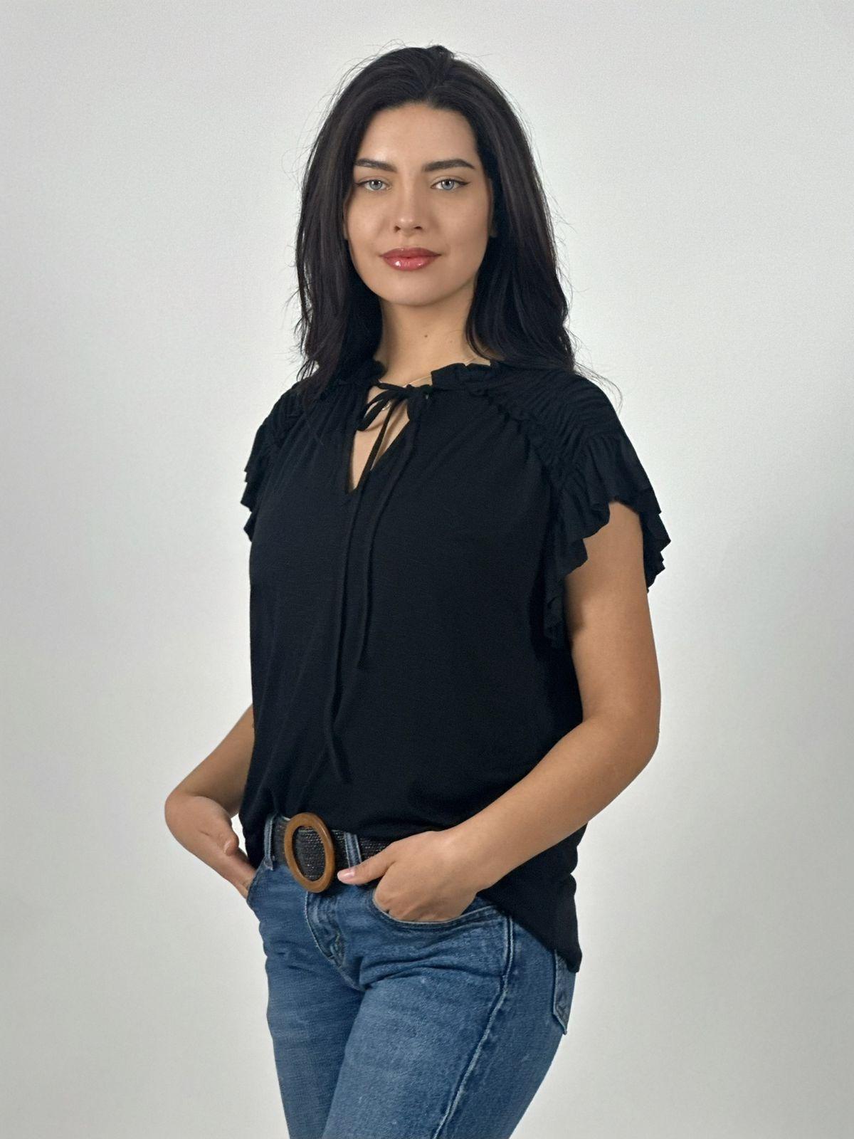 Polera Algodón Cuello V con Faroleos