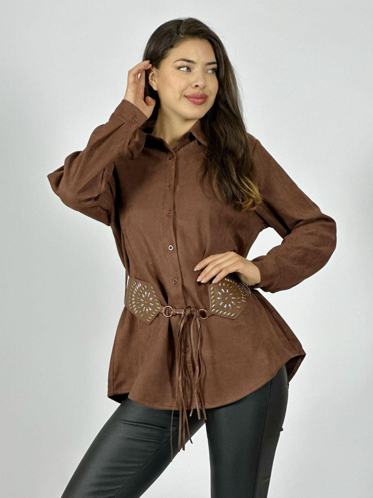 Sobre Camisa Gamuza con Cinturón Boho