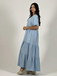 Vestido Mezclilla Seccionado Cuello V