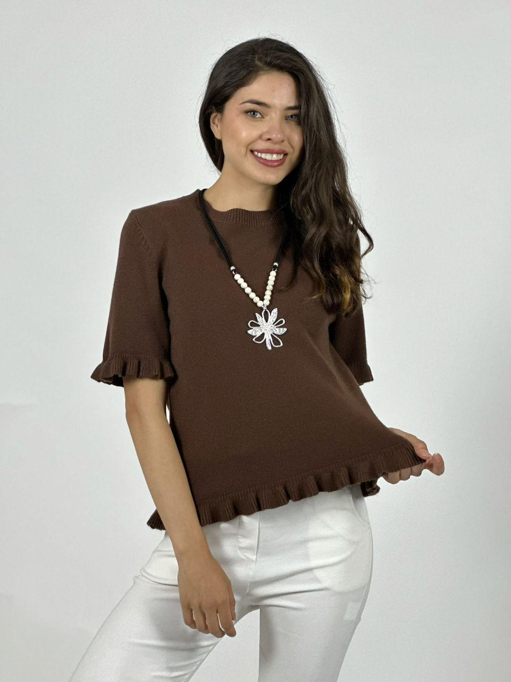 Sweater Spandex Manga Corta con Vuelos