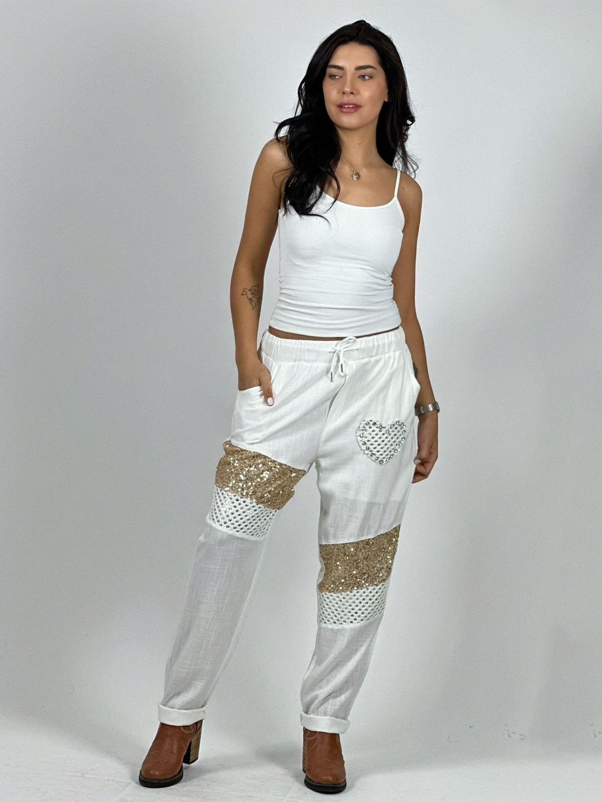 Jogger Lino con Corazón y Lineas Brillantes