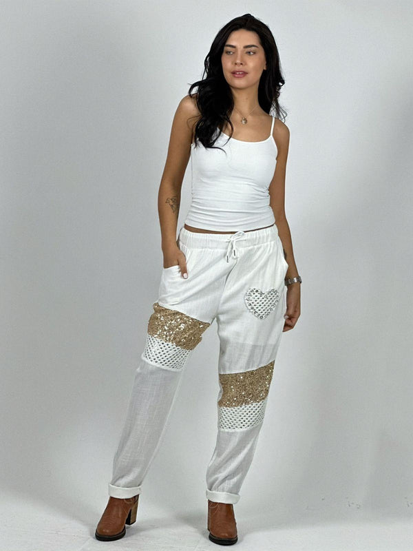 Jogger Lino con Corazón y Lineas Brillantes