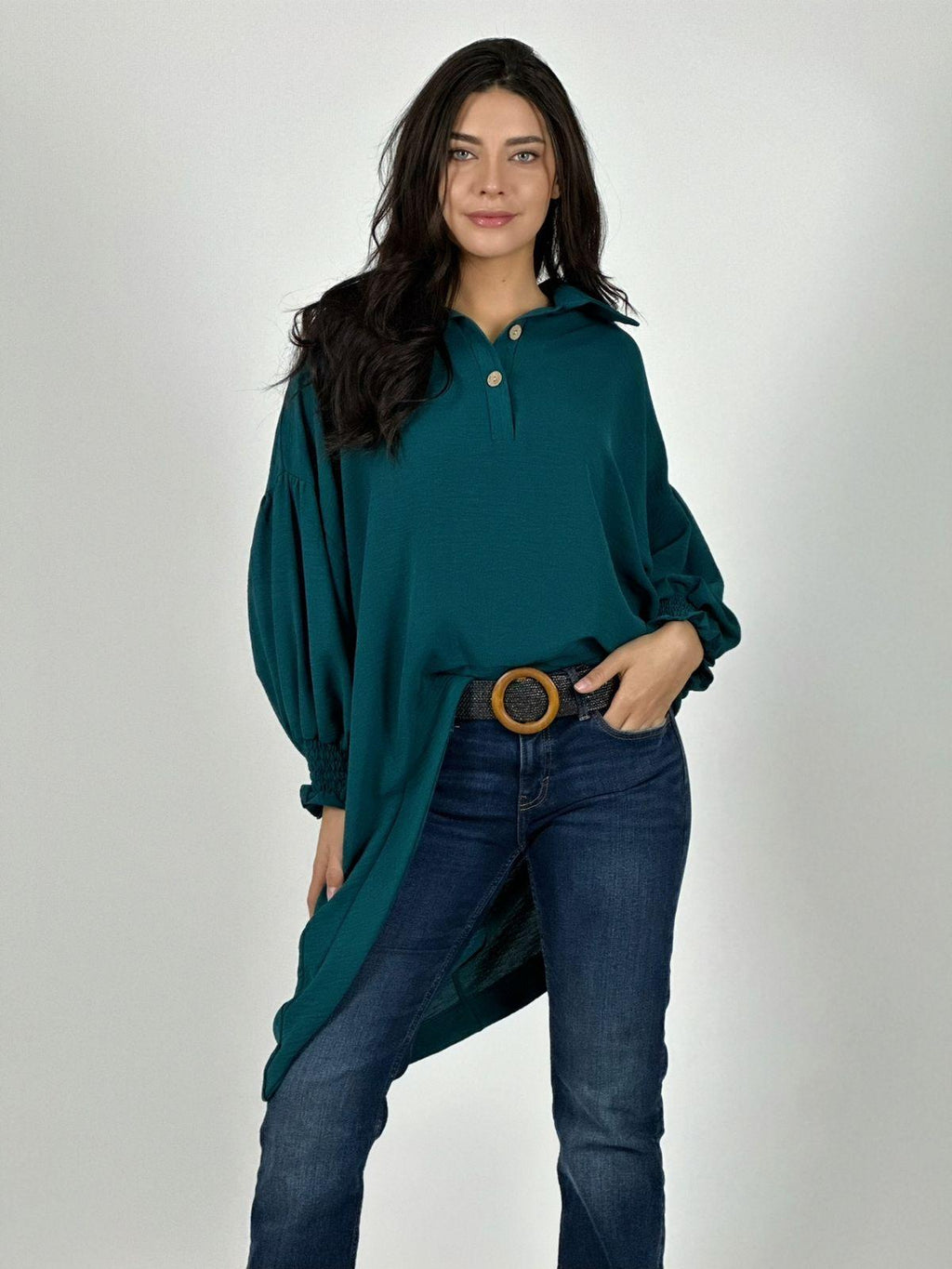 Blusón Camisero Tela Cey Con Botones