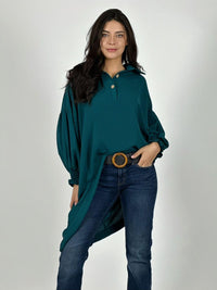 Blusón Camisero Tela Cey Con Botones