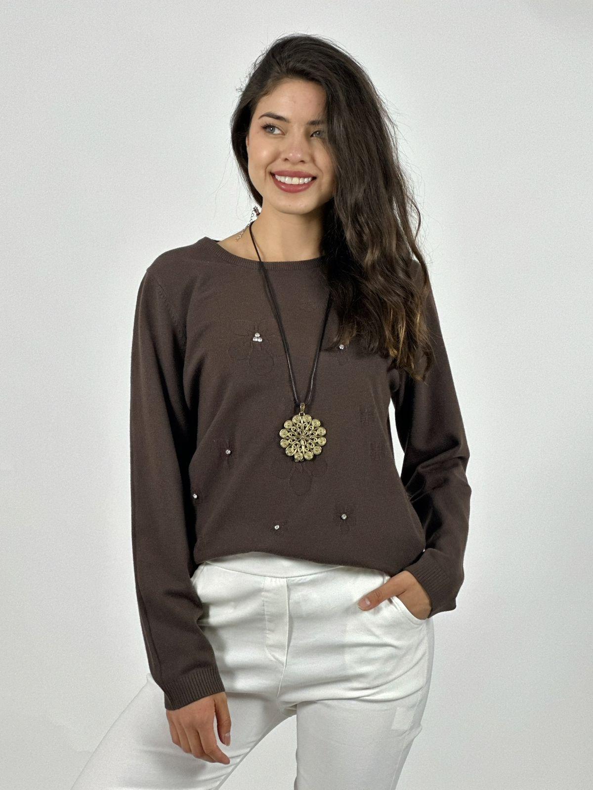 Sweater Spandex Flores y Diamantes