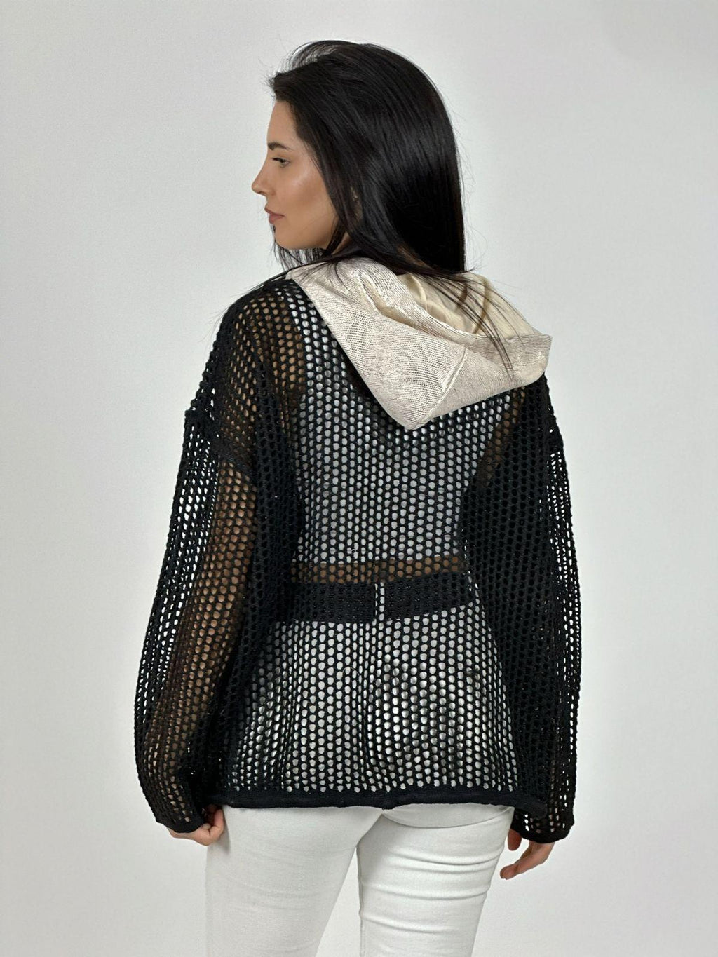 Polerón Hilo con Cierre Flores Brillantes