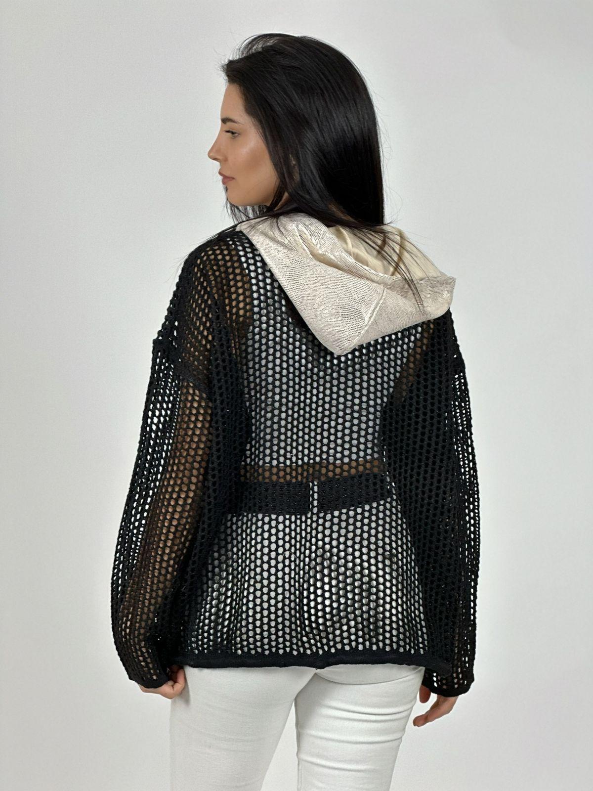 Polerón Hilo con Cierre Flores Brillantes