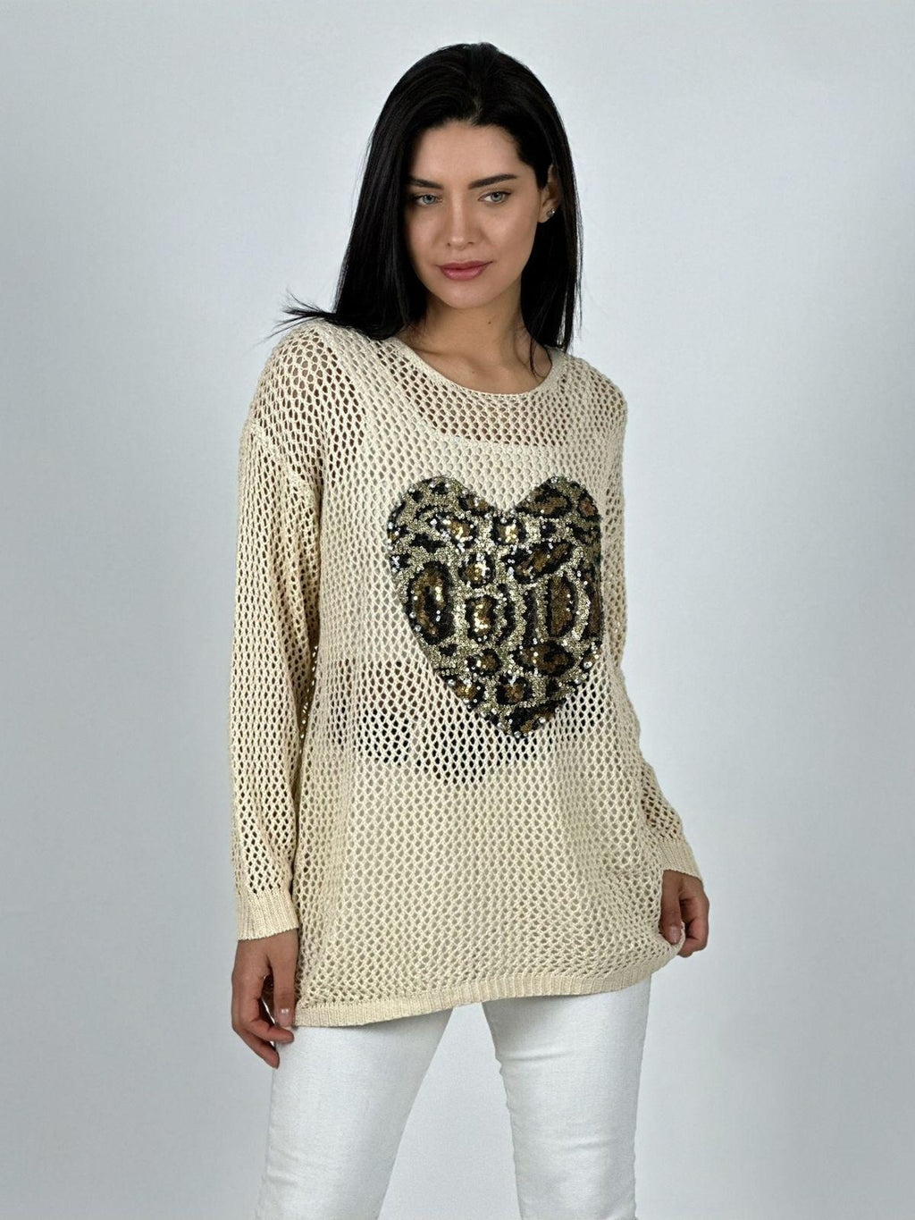 Polera Hilo Broderi Corazón Print