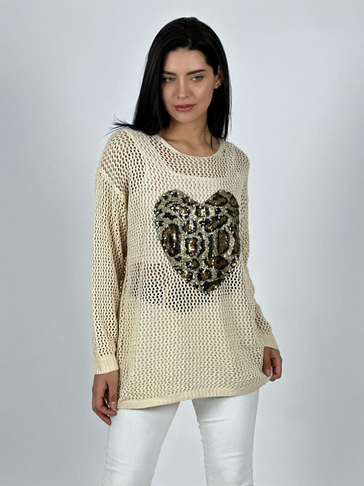 Polera Hilo Broderi Corazón Print