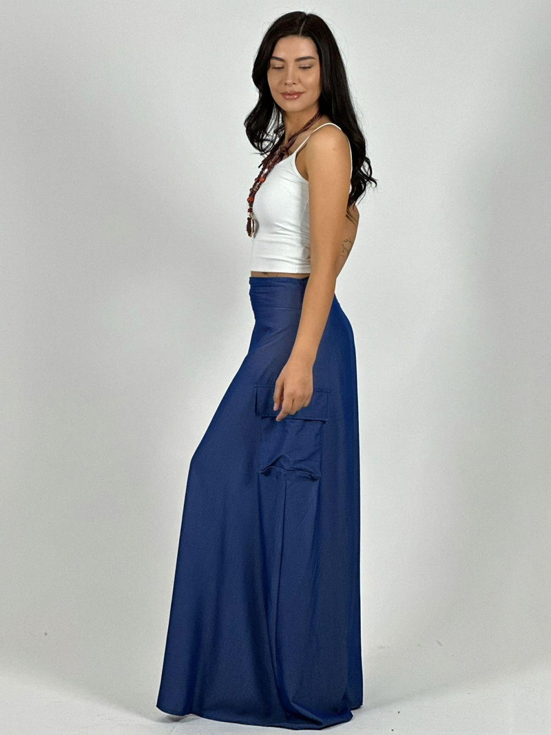 Falda Mezclilla Bolsillos Cargo con Abertura