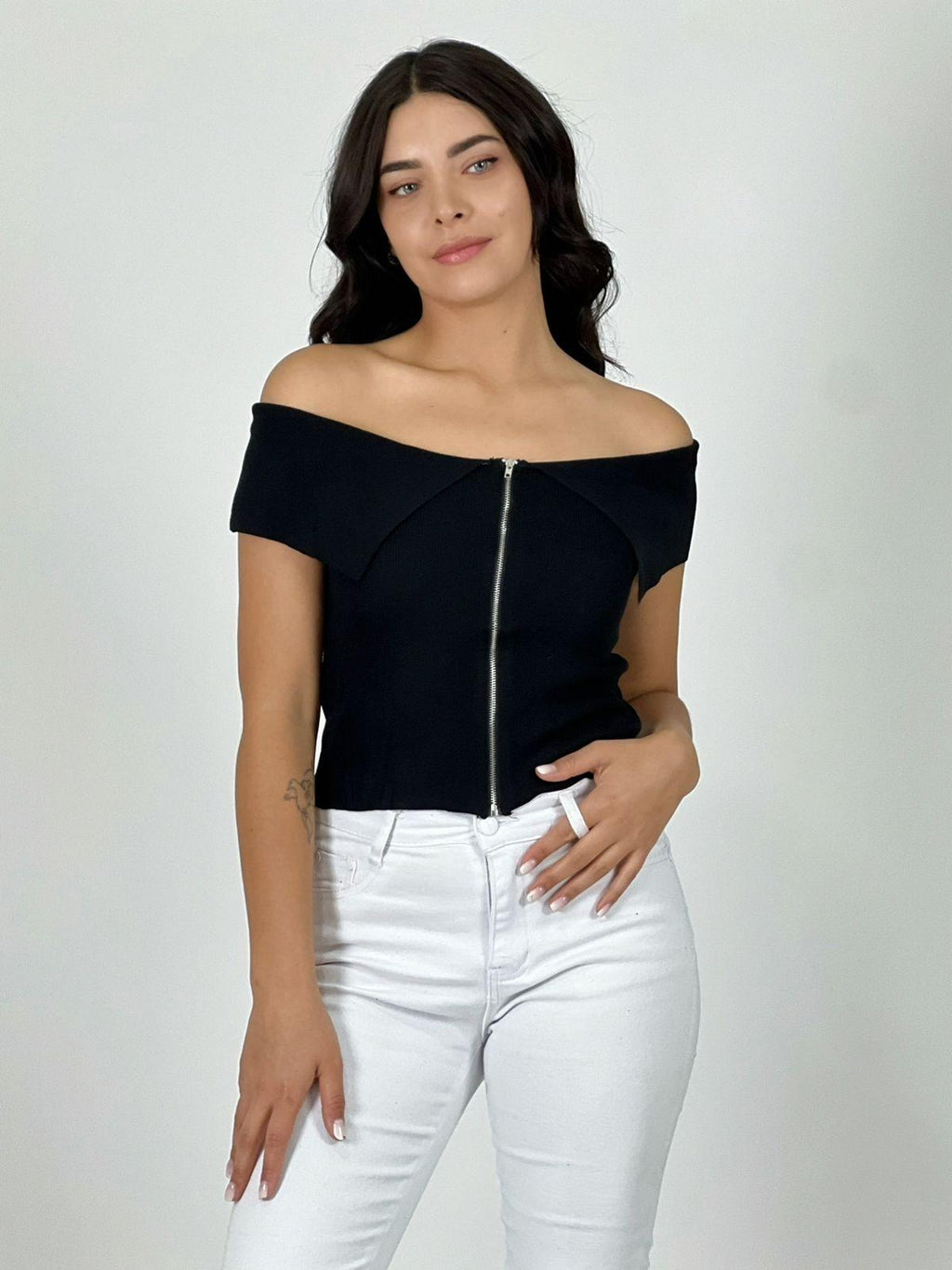 Polera Top Con Cierre