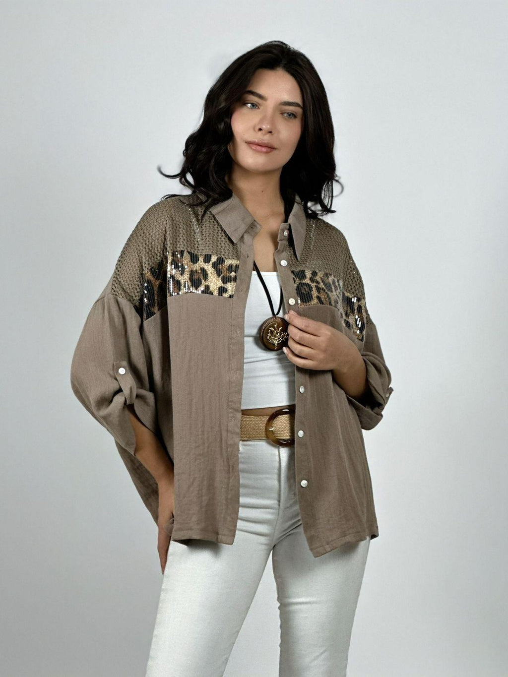 Blusa Lino Franja Print