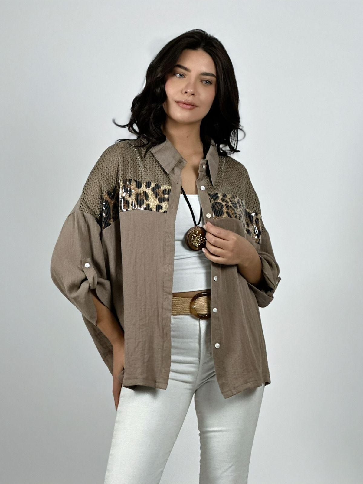 Blusa Lino Franja Print