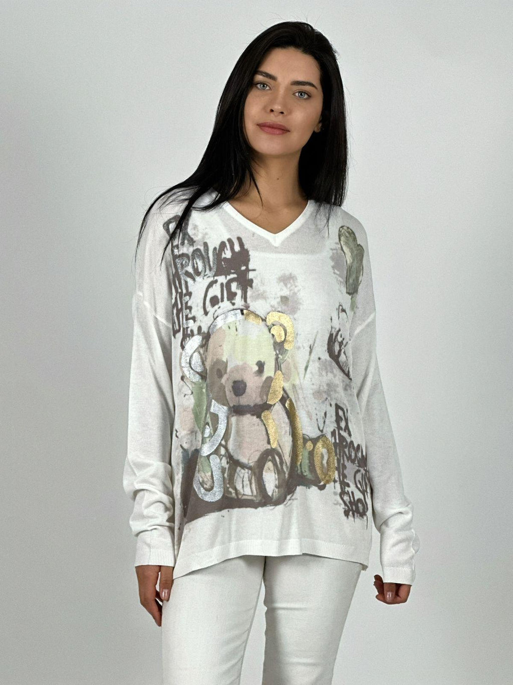 Sweater Hilo Diseño Oso Con Brillo