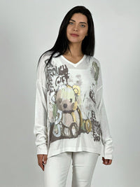 Sweater Hilo Diseño Oso Con Brillo