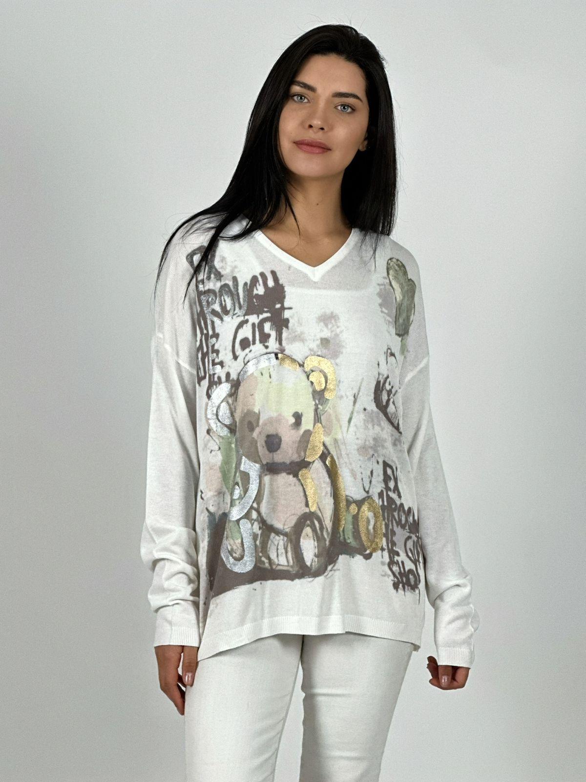 Sweater Hilo Diseño Oso Con Brillo