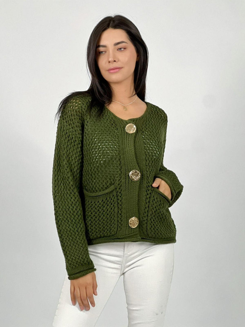 Chaleco Lana Tejido Con Botones Grandes