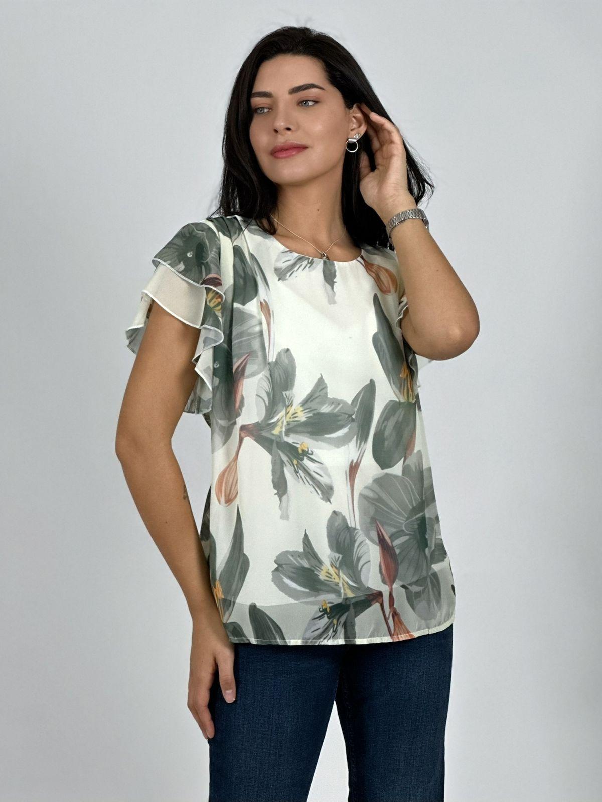 Blusa con Amarra Lirios Estampados