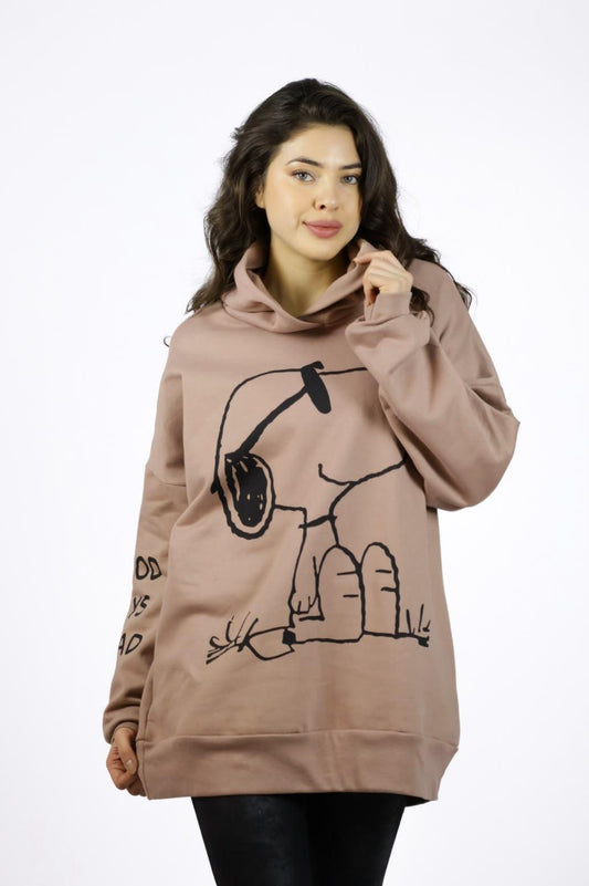 Polerón Algodón Snoopy Con Letras Dorso