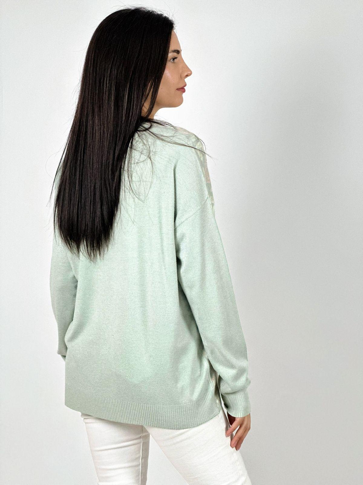 Sweater Spandex Print Con Flores y Brillos