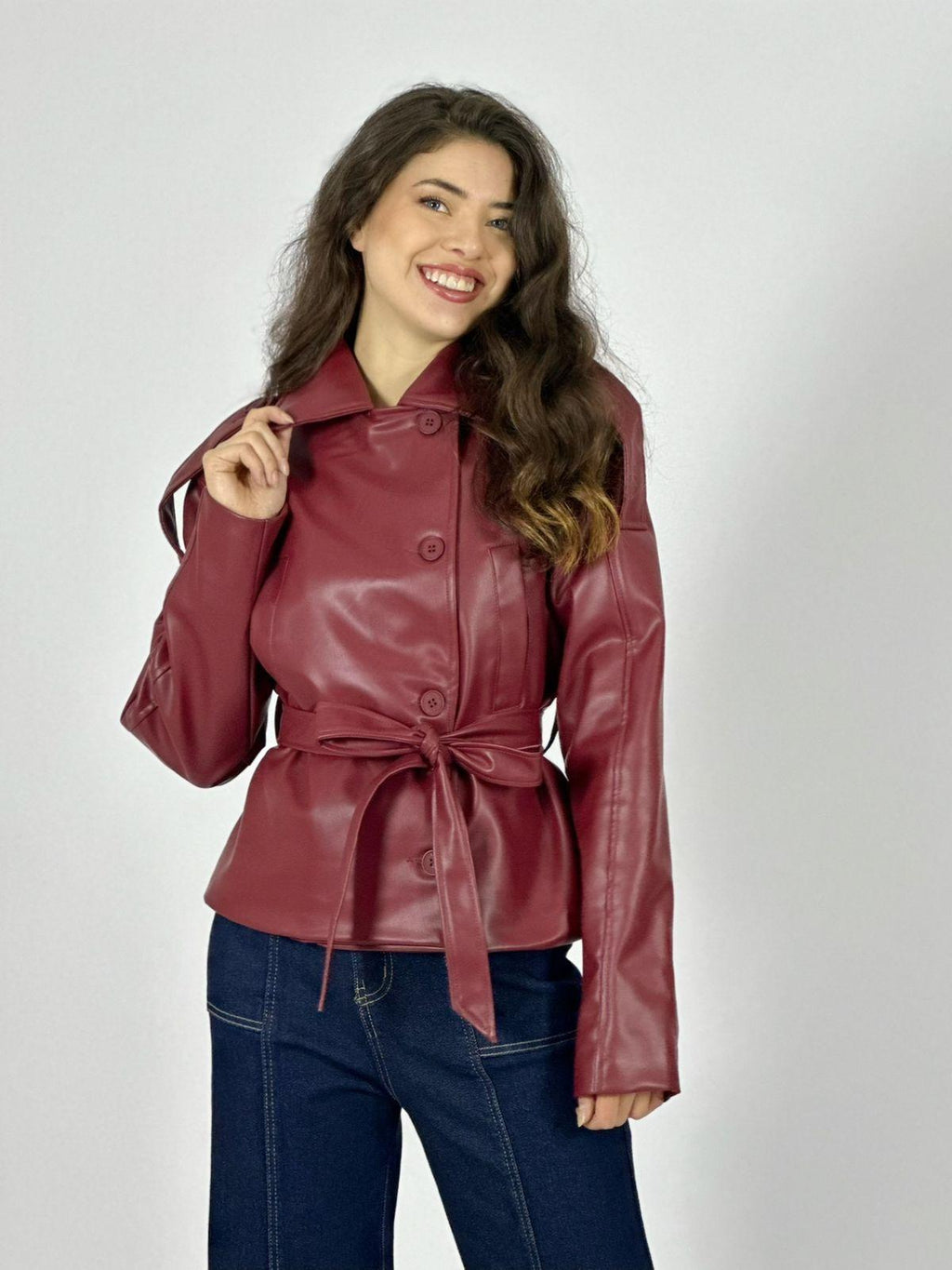 Chaqueta Ecocuero con Cinturón