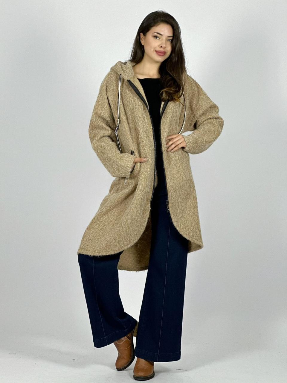 Abrigo Lana Italiano Peludito con Cierre