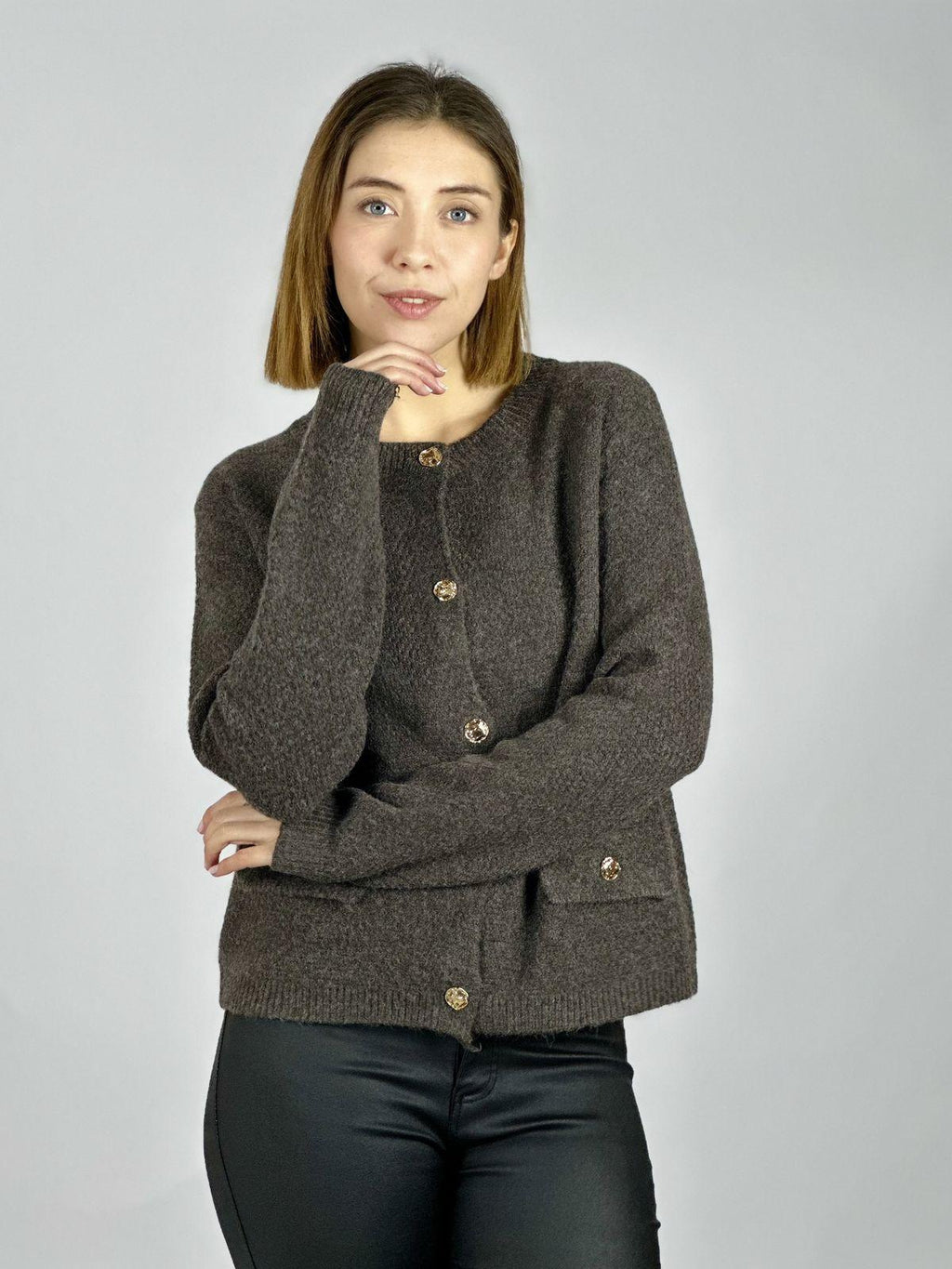 Sweater Tipo Blazer Paño Botones Dorados