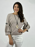 Sweater Spandex Mangas Recogidas Flor