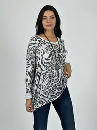 Polera Italiana Print Detalle Tejido En Espalda