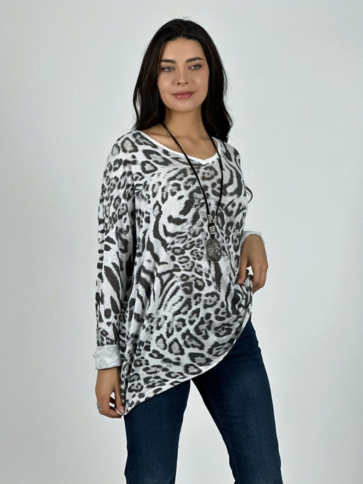 Polera Italiana Print Detalle Tejido En Espalda