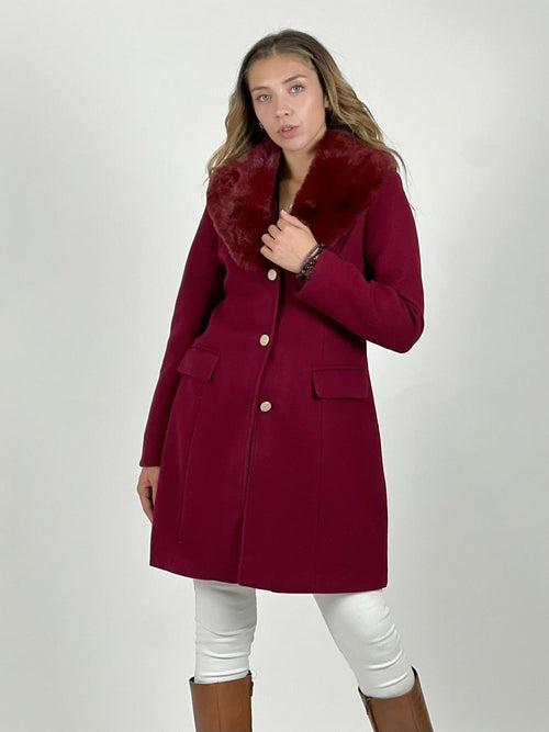 Abrigo de Paño con Cuello Desmontable