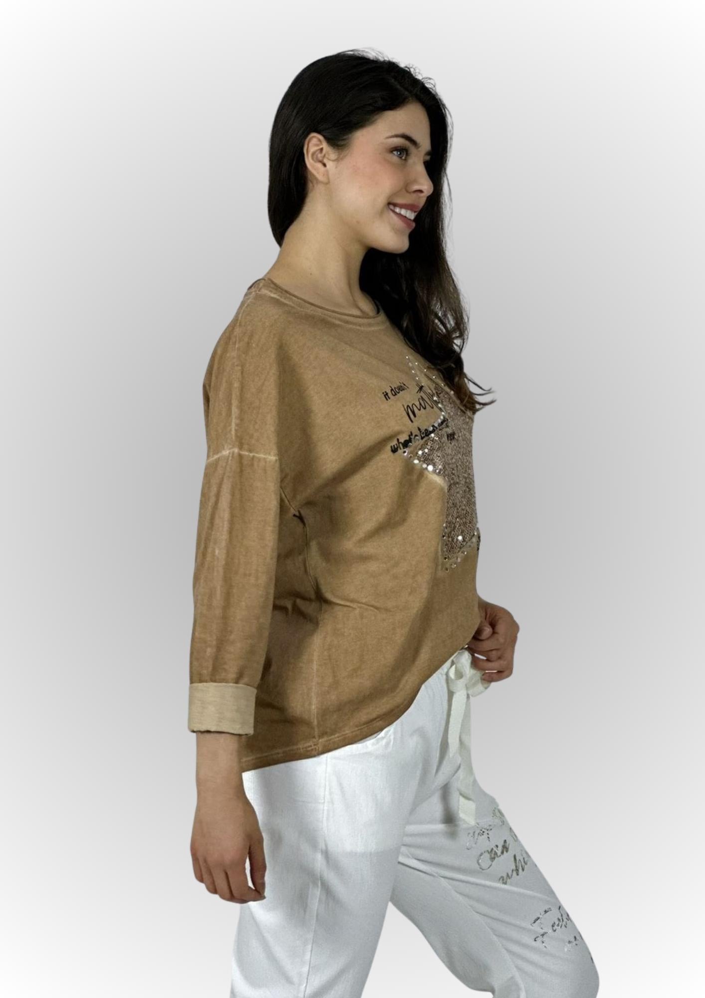 Polerón Algodón Letras Estrella Brillante