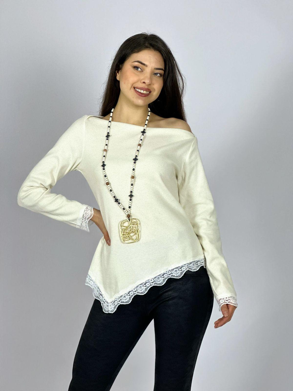 Polera Lanilla Blonda Bordes