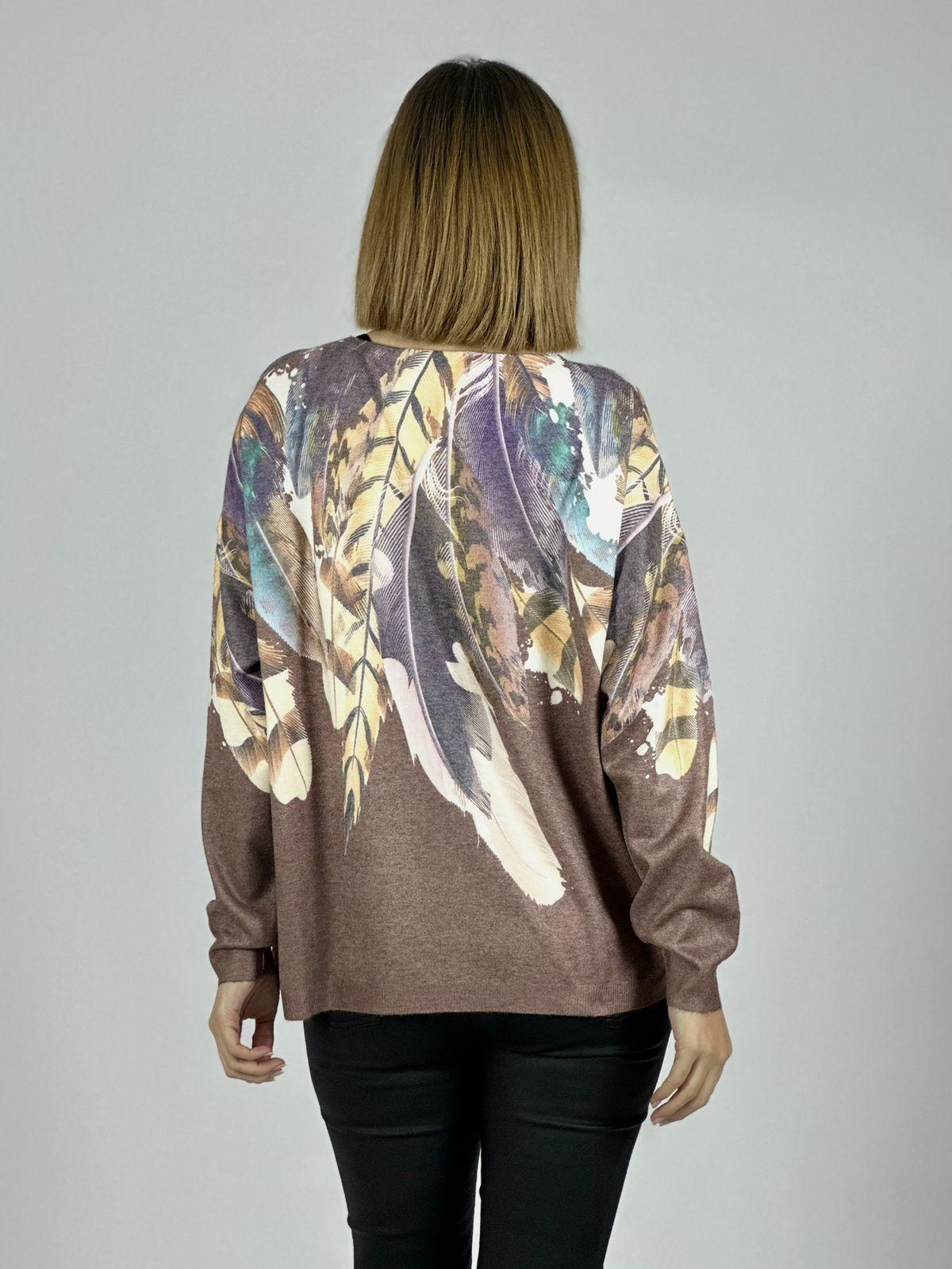 Sweater Hilo Estampado Diseño Plumas