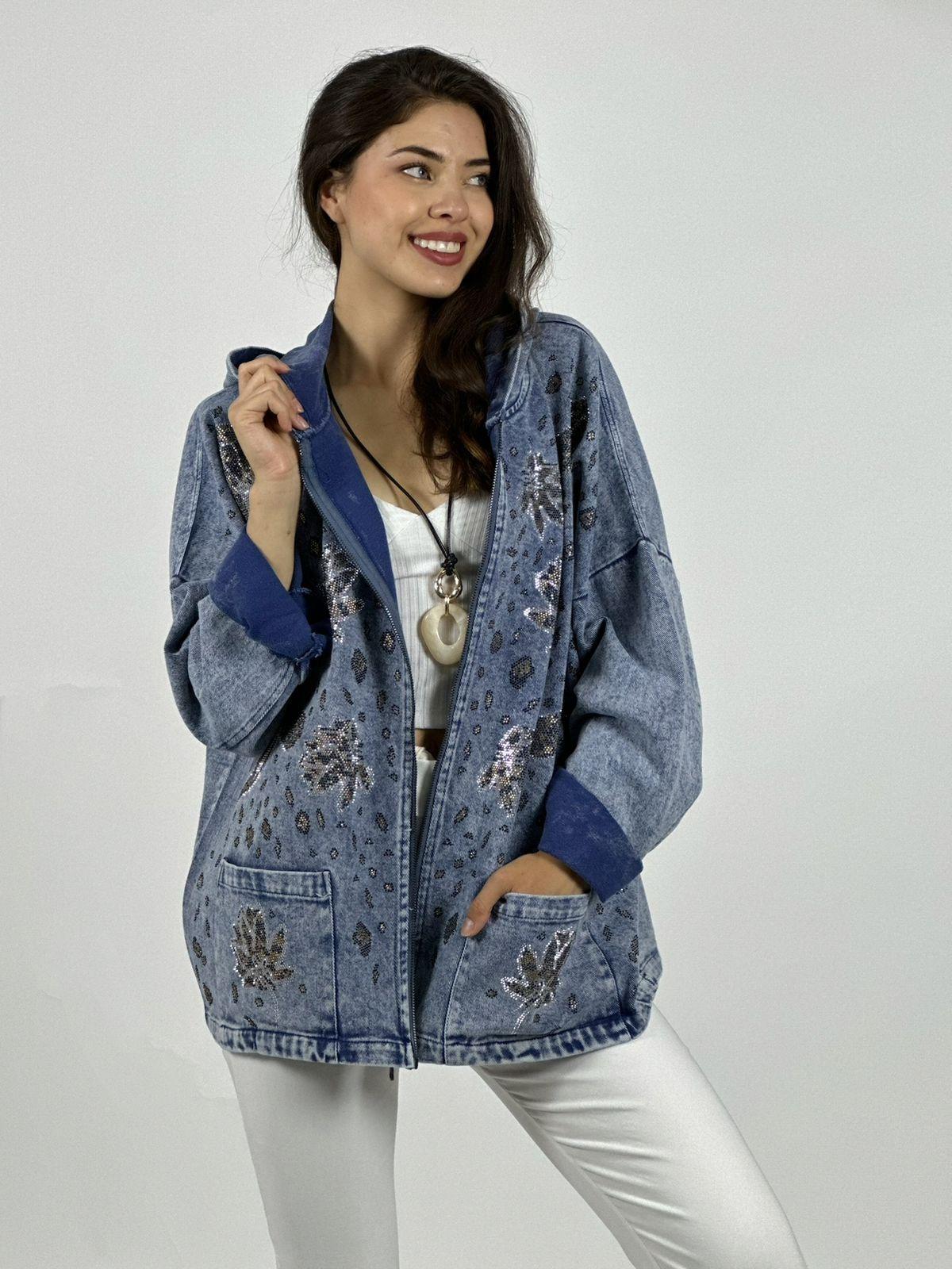 Chaqueta Mezclilla Hojas y Serpientes Escamas