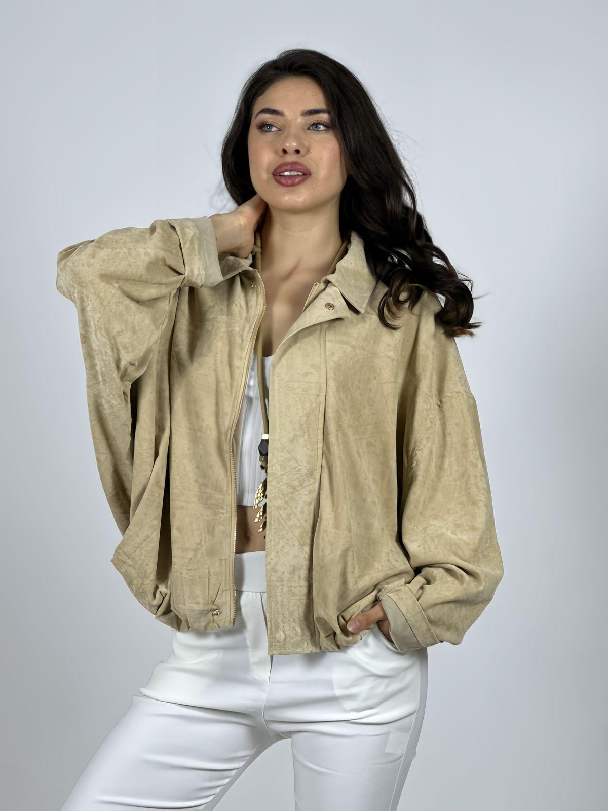 Chaqueta Bomber Gamuza Forrada Boho